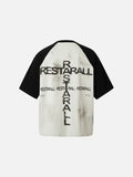 DAXUEN light grey and black distressed graphic raglan t-shirt