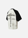 DAXUEN light grey and black distressed graphic raglan t-shirt