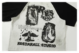 DAXUEN light grey and black distressed graphic raglan t-shirt