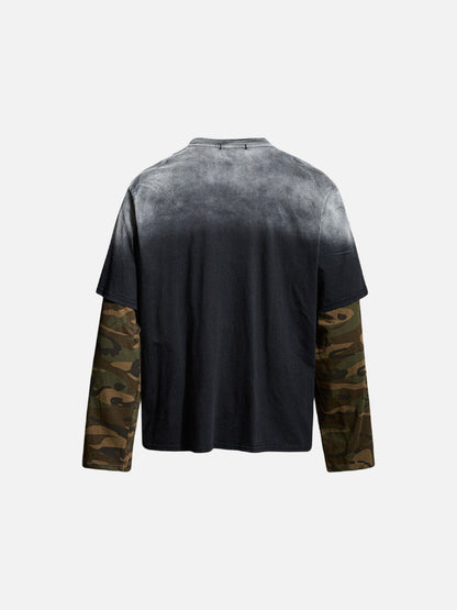 DAXUEN black distressed graphic layered t-shirt