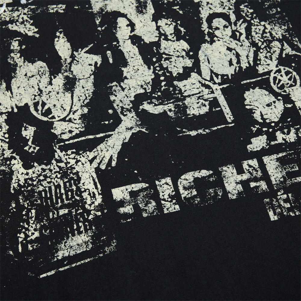 DAXUEN black distressed graphic layered t-shirt