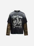 DAXUEN black distressed graphic layered t-shirt