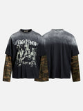 DAXUEN black distressed graphic layered t-shirt