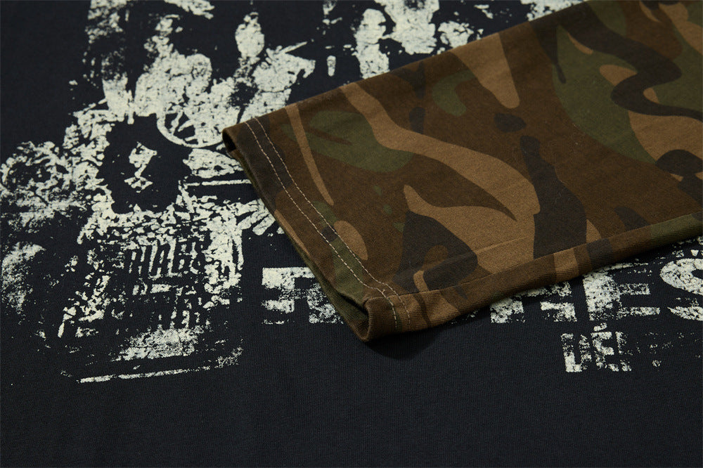 DAXUEN black distressed graphic layered t-shirt