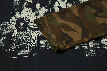 DAXUEN black distressed graphic layered t-shirt