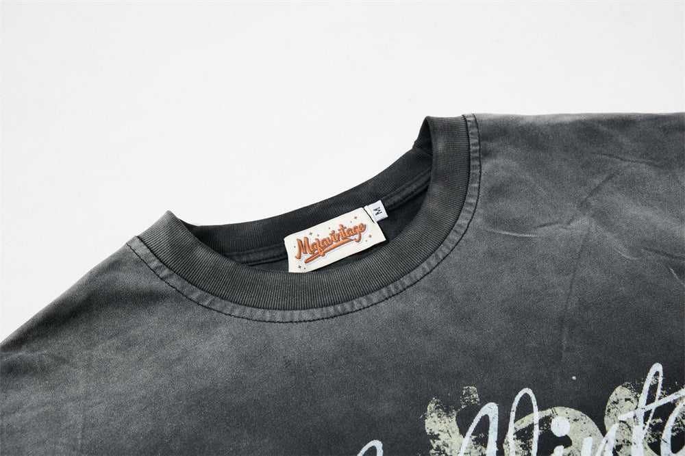 DAXUEN black distressed graphic layered t-shirt