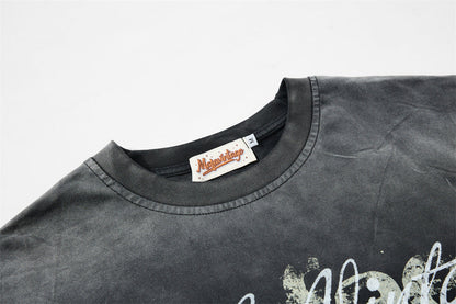 DAXUEN black distressed graphic layered t-shirt