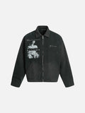 DAXUEN distressed black oversized zip jacket