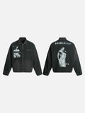 DAXUEN distressed black oversized zip jacket