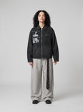 DAXUEN distressed black oversized zip jacket — model photo