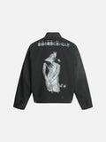 DAXUEN distressed black oversized zip jacket