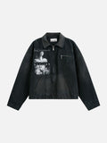 DAXUEN distressed black oversized zip jacket