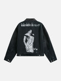 DAXUEN distressed black oversized zip jacket
