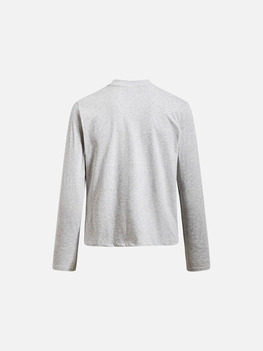 DAXUEN white and light grey marl mock neck t-shirt with distressed graphic