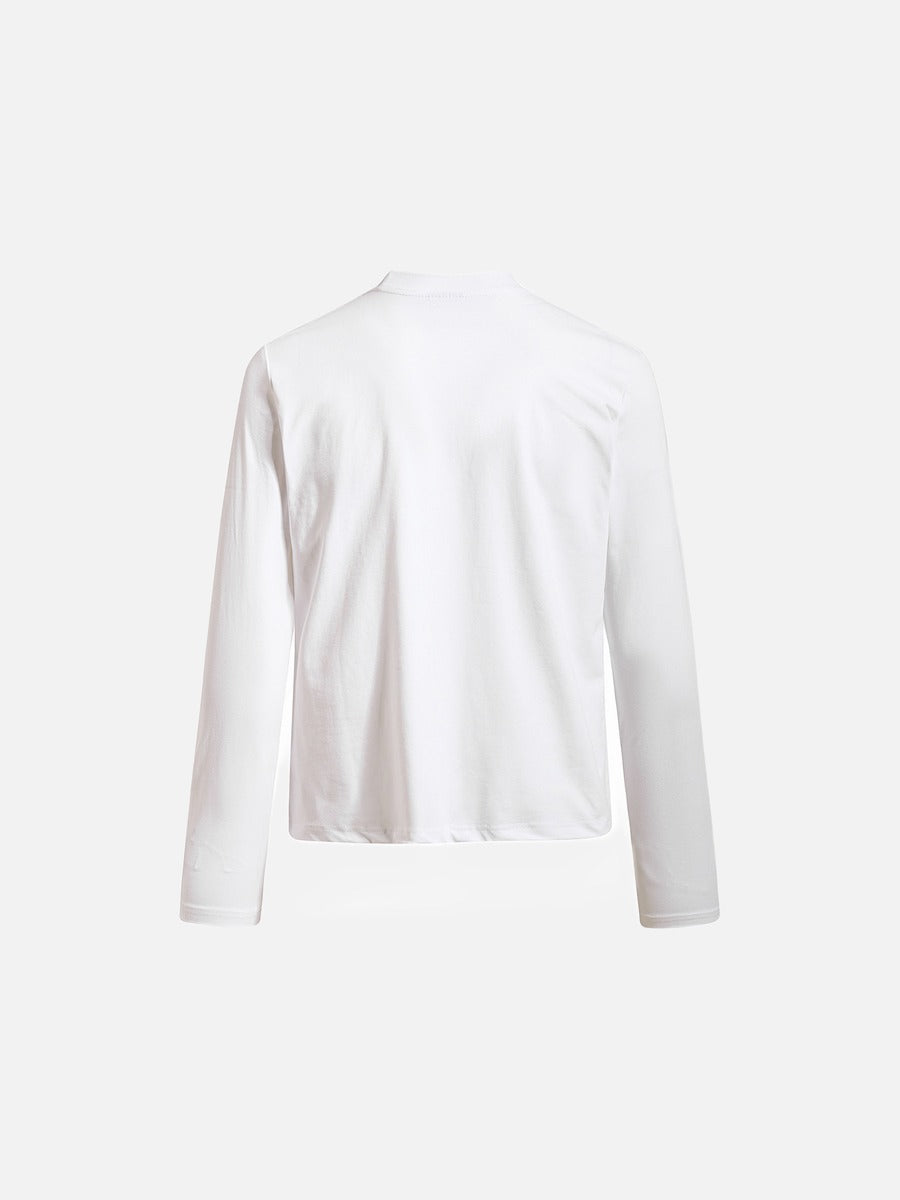 DAXUEN white and light grey marl mock neck t-shirt with distressed graphic