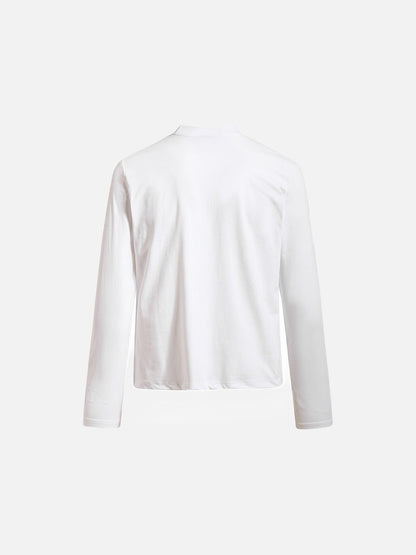 DAXUEN white and light grey marl mock neck t-shirt with distressed graphic