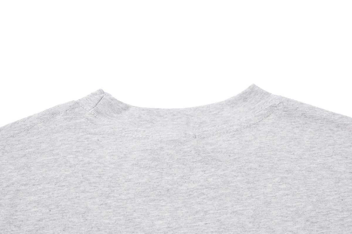 DAXUEN white and light grey marl mock neck t-shirt with distressed graphic