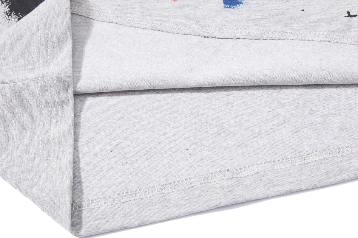 DAXUEN white and light grey marl mock neck t-shirt with distressed graphic
