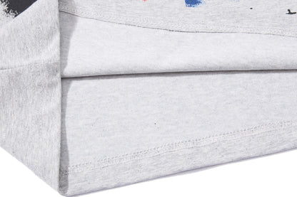 DAXUEN white and light grey marl mock neck t-shirt with distressed graphic