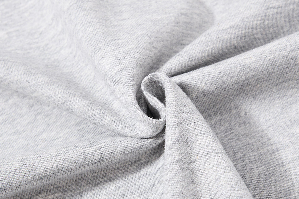 DAXUEN white and light grey marl mock neck t-shirt with distressed graphic