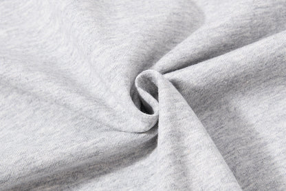 DAXUEN white and light grey marl mock neck t-shirt with distressed graphic