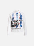 DAXUEN white and light grey marl mock neck t-shirt with distressed graphic