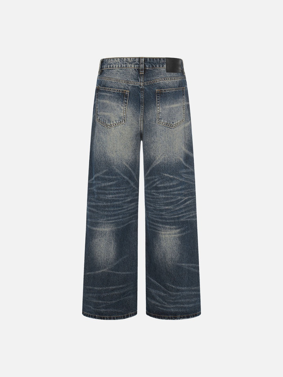 DAXUEN Distressed blue denim wide-leg jeans