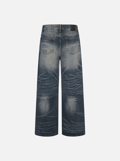 DAXUEN Distressed blue denim wide-leg jeans