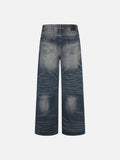 DAXUEN Distressed blue denim wide-leg jeans