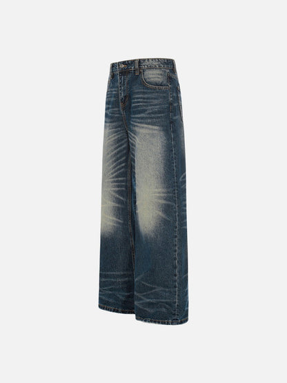 DAXUEN Distressed blue denim wide-leg jeans