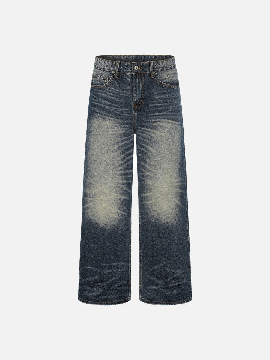 DAXUEN Distressed blue denim wide-leg jeans