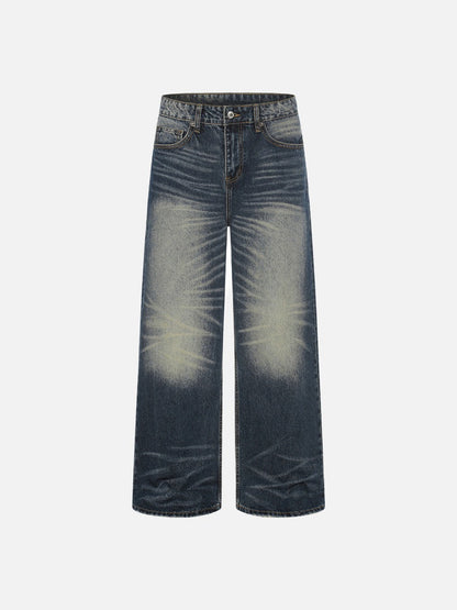 DAXUEN Distressed blue denim wide-leg jeans