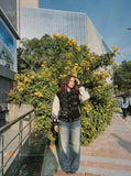 DAXUEN Distressed blue denim wide-leg jeans — model photo