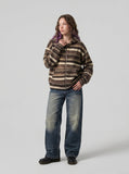 DAXUEN Distressed blue denim wide-leg jeans — model photo