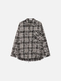 DAXUEN blue plaid distressed long-sleeve shirt