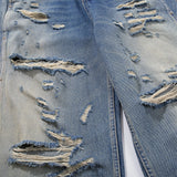 DAXUEN distressed blue wide-leg ripped jeans