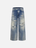 DAXUEN distressed blue wide-leg ripped jeans