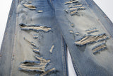 DAXUEN distressed blue wide-leg ripped jeans