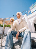 DAXUEN distressed blue wide-leg ripped jeans — model photo