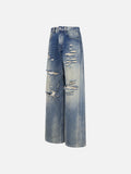 DAXUEN distressed blue wide-leg ripped jeans