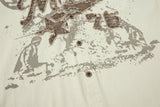 DAXUEN cream distressed brown graphic shirt jacket