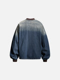 DAXUEN blue ombre denim top with distressed brown graphic