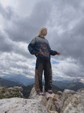 DAXUEN ombre denim effect top with distressed graphic print — model photo