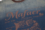 DAXUEN blue ombre denim top with distressed brown graphic