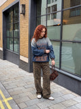 DAXUEN ombre denim effect top with distressed graphic print — model photo