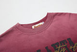 DAXUEN faded burgundy multi-layered graphic long sleeve tee