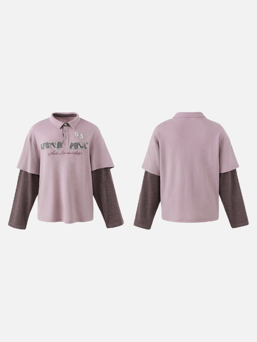 DAXUEN light purple oversized distressed camouflage graphic polo shirt