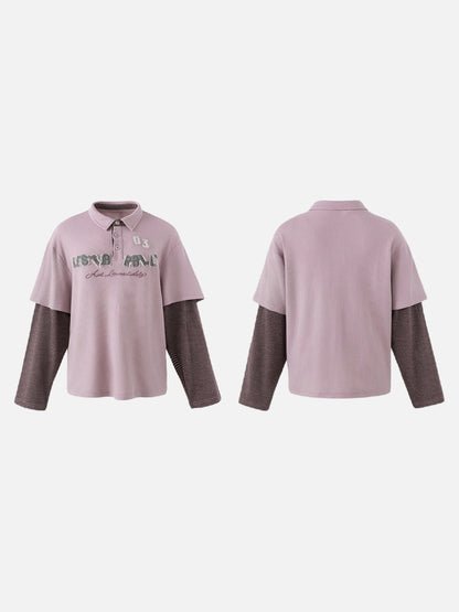 DAXUEN light purple oversized distressed camouflage graphic polo shirt