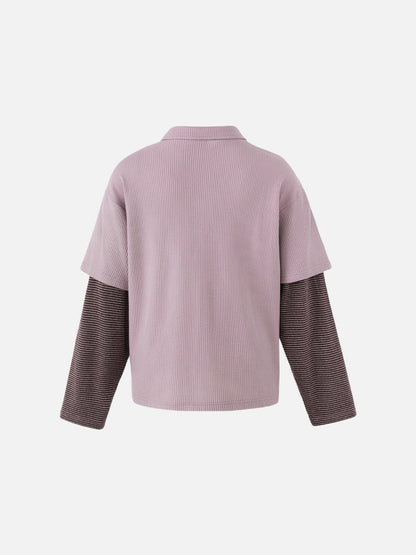 DAXUEN light purple oversized distressed camouflage graphic polo shirt