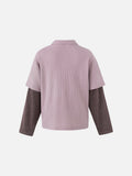 DAXUEN light purple oversized distressed camouflage graphic polo shirt